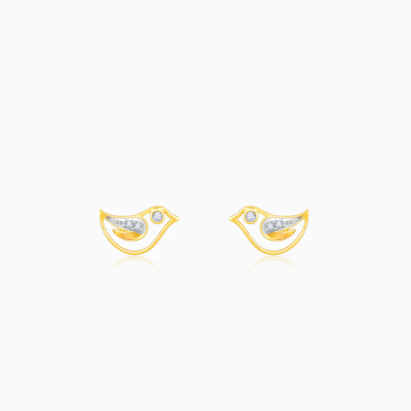 Gold Birdie Stud Diamond Earrings