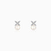 Gold Pearl-fect Floral Diamond & Pearl Earrings