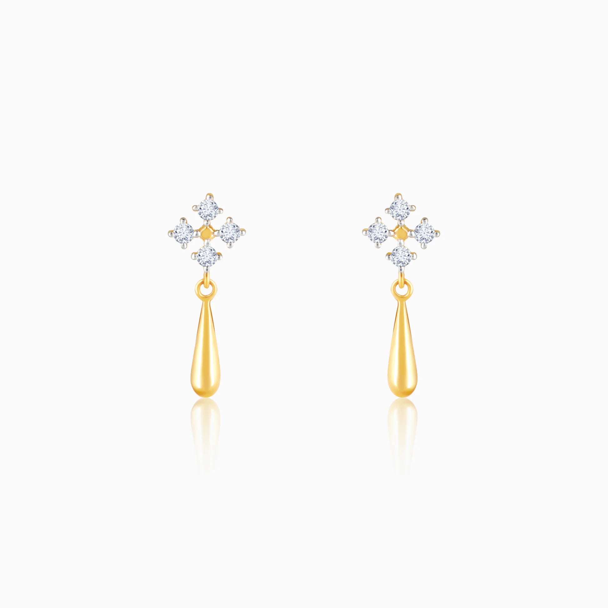 Gold Radiant Drop Diamond Earrings