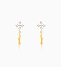 Gold Radiant Drop Diamond Earrings