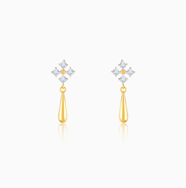 Gold Radiant Drop Diamond Earrings