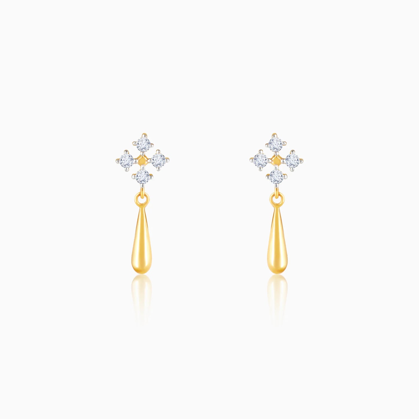 gold radiant drop diamond earrings