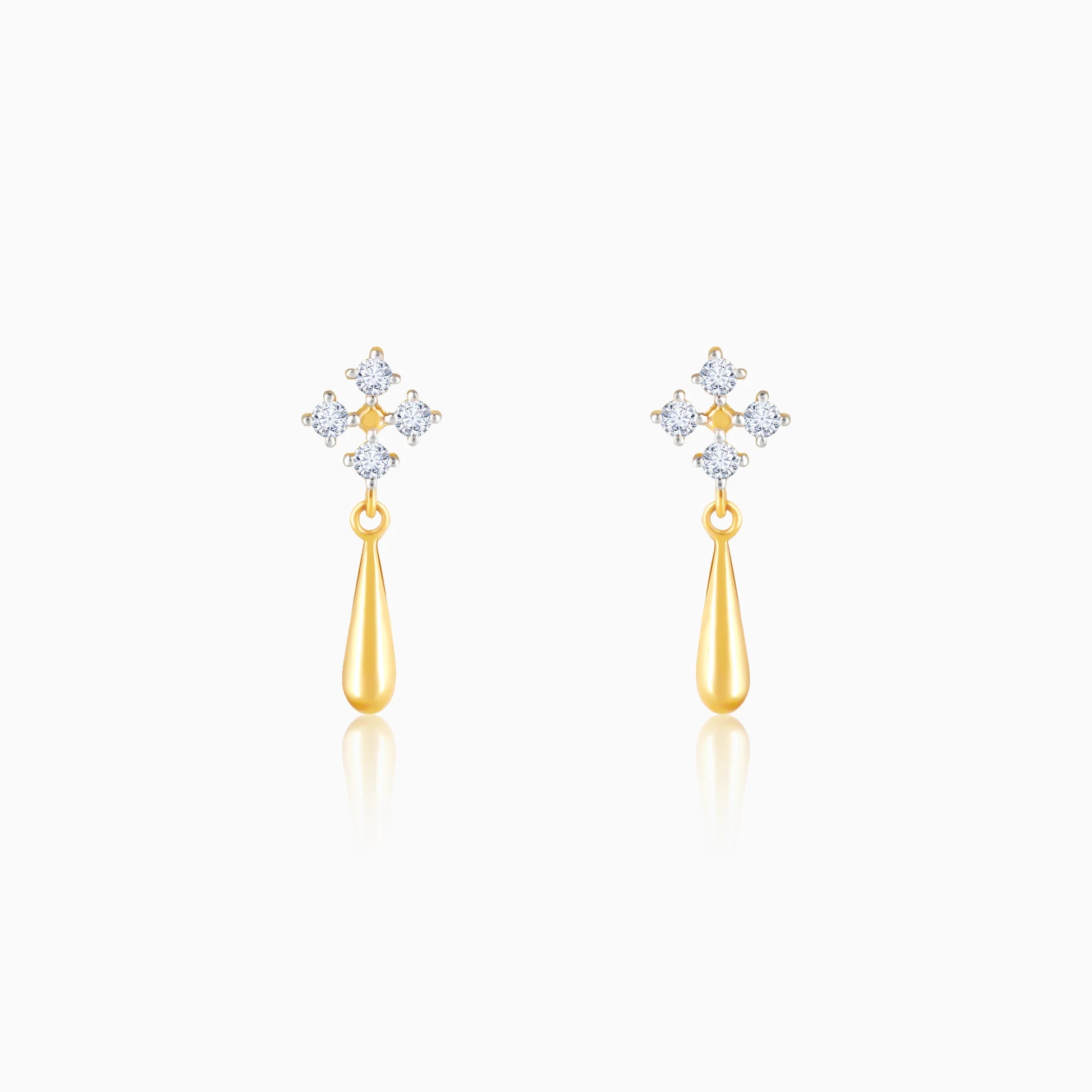 Gold Radiant Drop Diamond Earrings