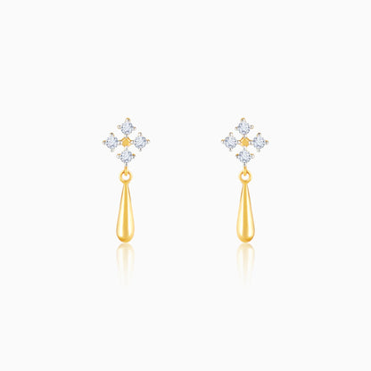 Gold Radiant Drop Diamond Earrings