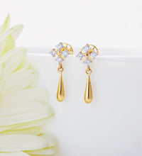 Gold Radiant Drop Diamond Earrings