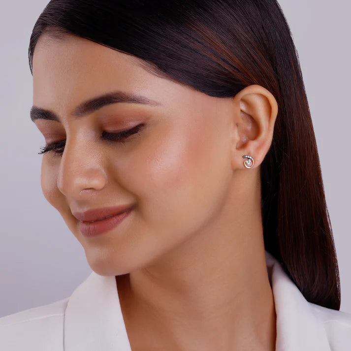 rose gold quoted diamond earrings