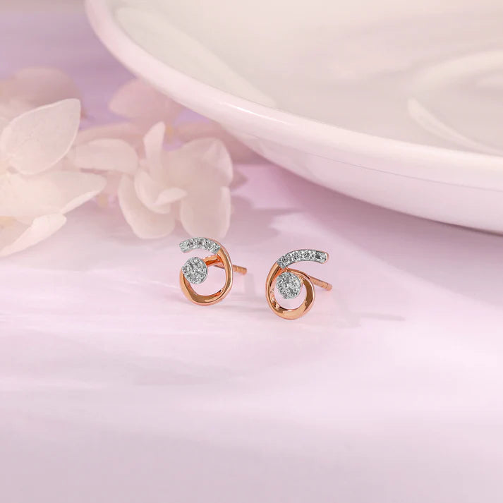 rose gold quoted diamond earrings