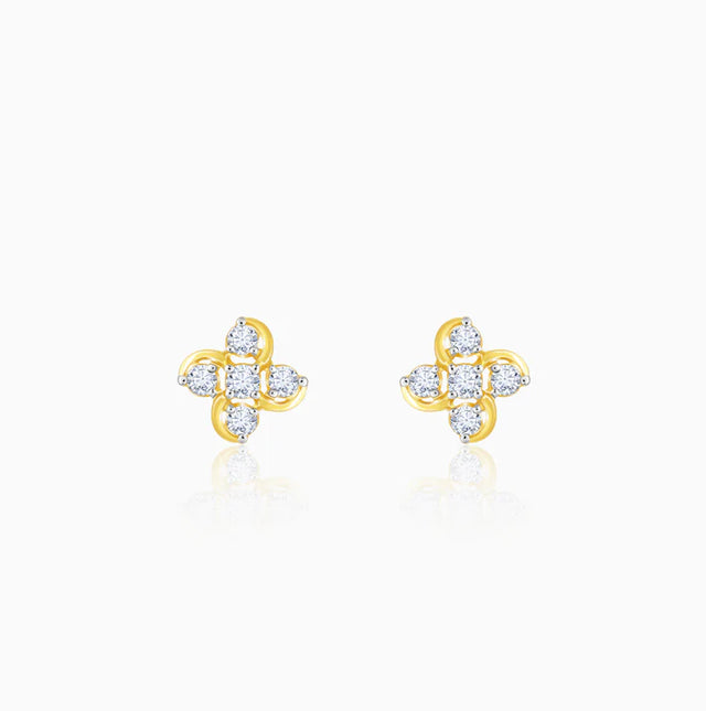 Gold Floral Dream Diamond Earrings