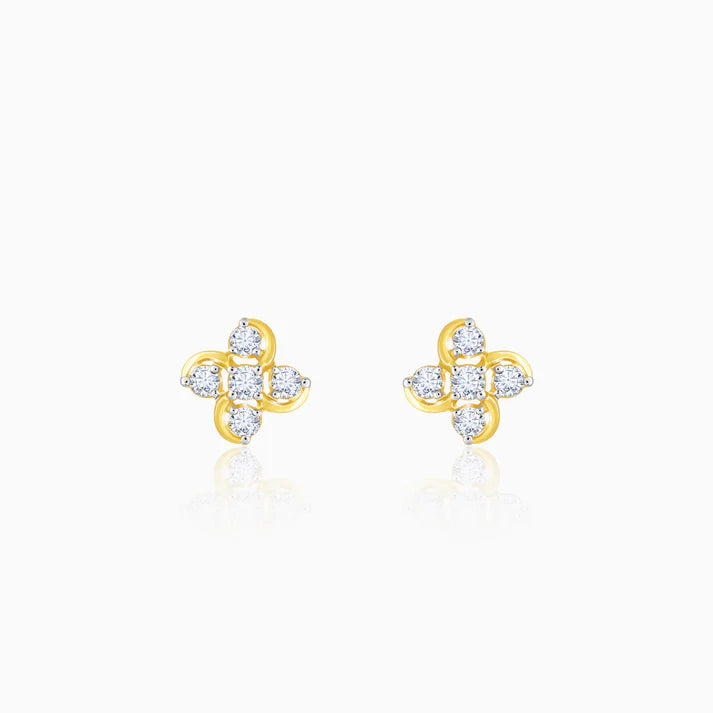 gold floral dream diamond earrings