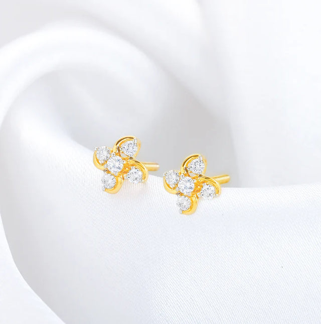 Gold Floral Dream Diamond Earrings