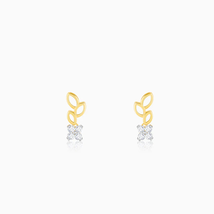 Gold Morning Glory Diamond Earrings