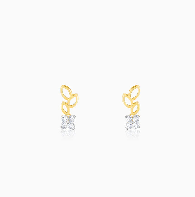 Gold Morning Glory Diamond Earrings