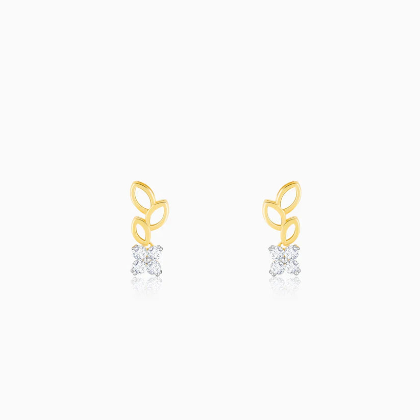 gold morning glory diamond earrings