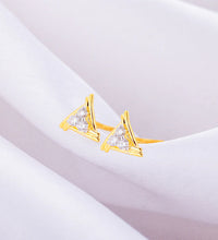 Gold Geometric Triplet Diamond Earrings