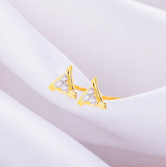 Gold Geometric Triplet Diamond Earrings