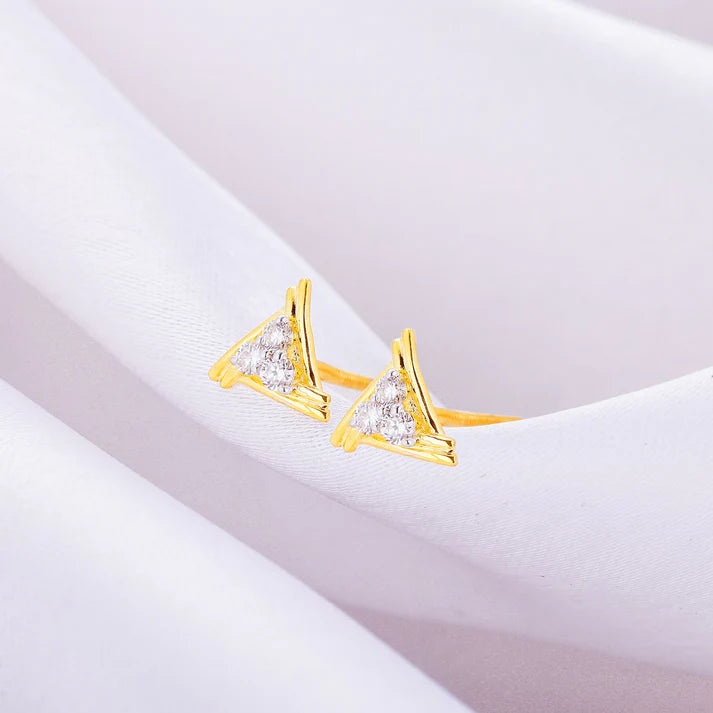 gold geometric trio diamond earrings