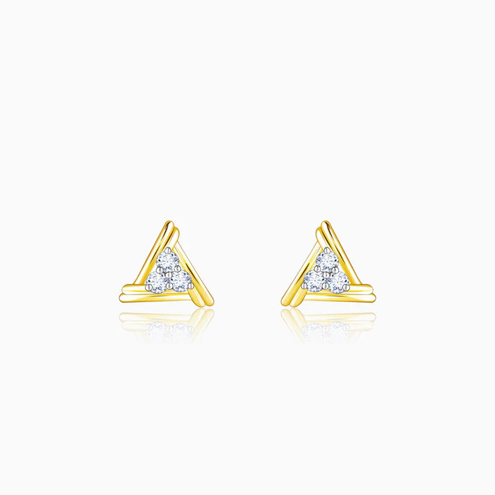 Gold Geometric Trio Diamond Earrings