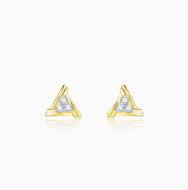 Gold Geometric Trio Diamond Earrings