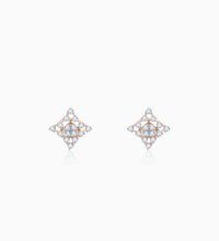 Rose Gold Geometric Square Diamond Earrings