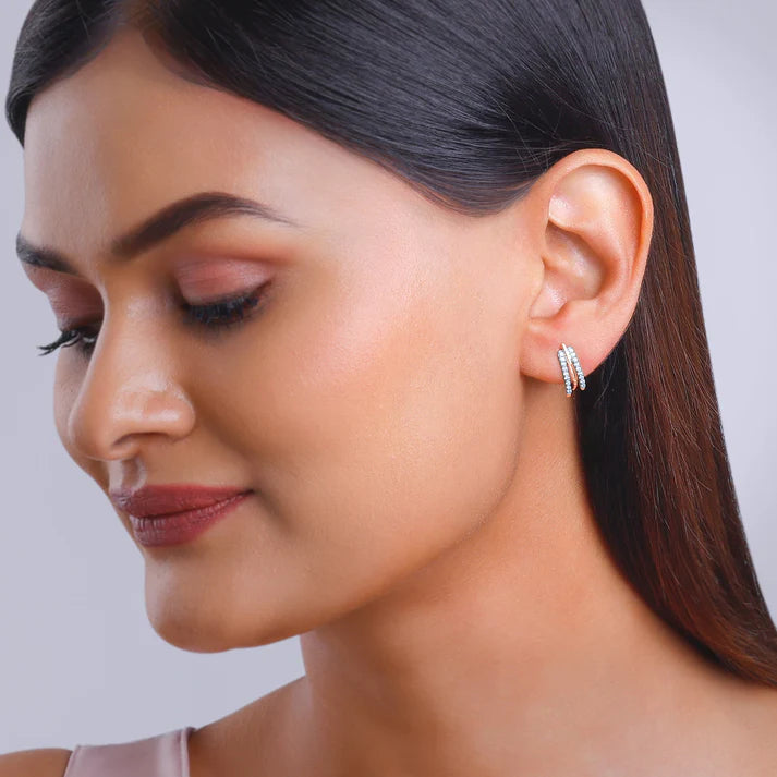 rose gold saga diamond earrings