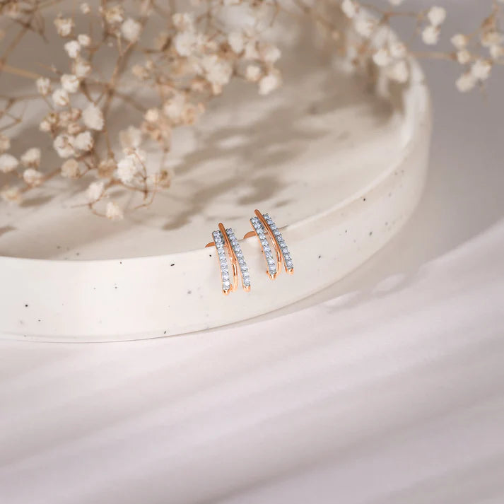 rose gold saga diamond earrings