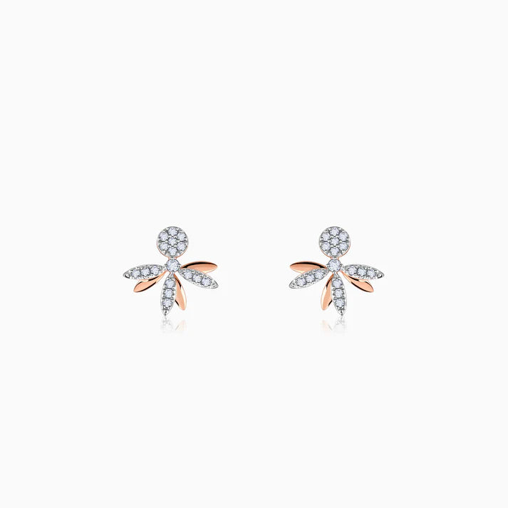 rose gold shine on diamond earrings