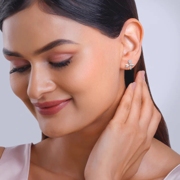 rose gold shine on diamond earrings