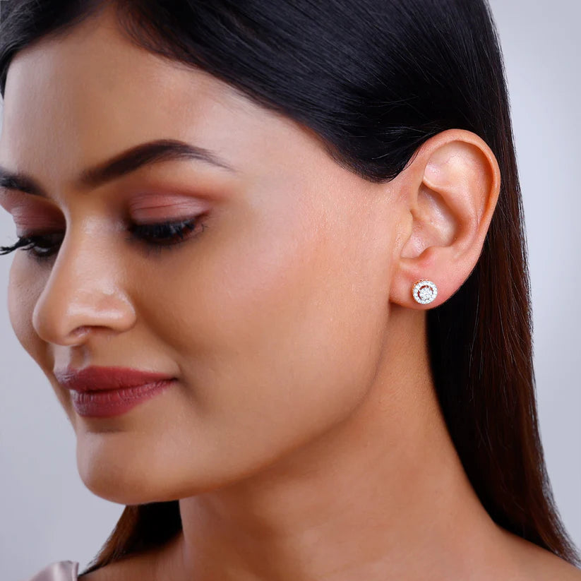 rose gold classic diamond earrings