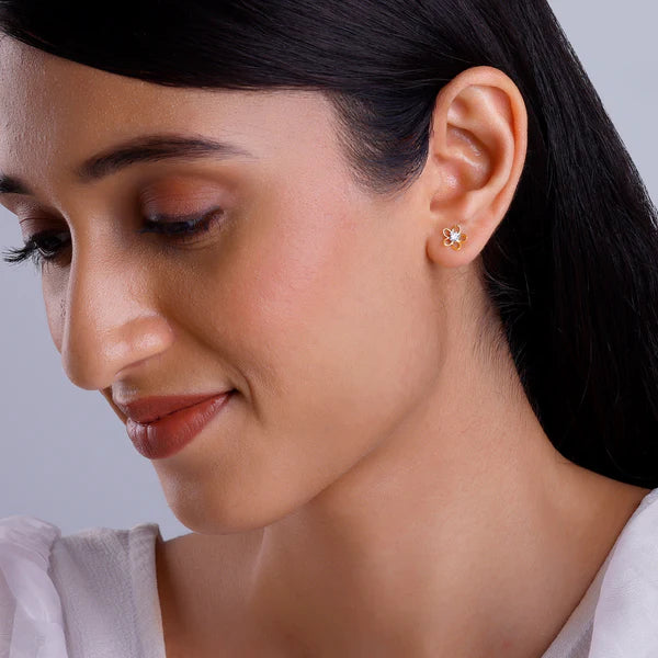 gold ornate springtime diamond earrings