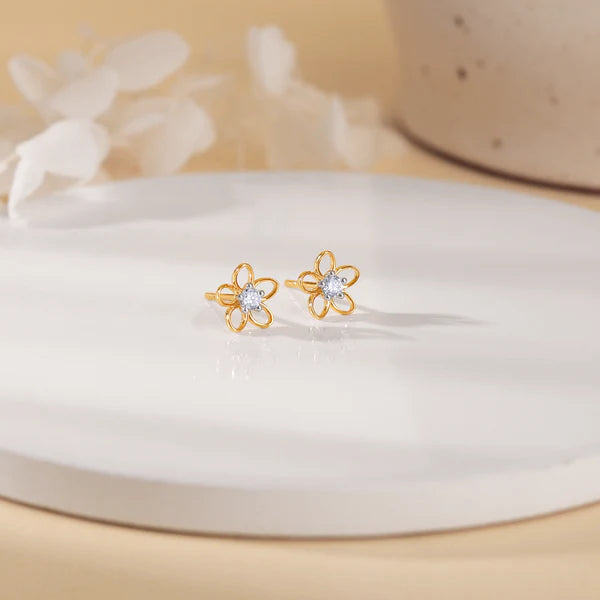 gold ornate springtime diamond earrings