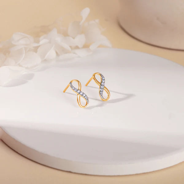 gold infinity grace diamond stud earrings
