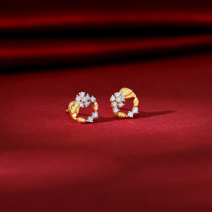 gold unfurl diamond earrings