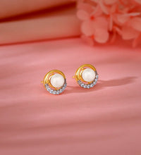 Gold Pearl Centred Diamond Earrings