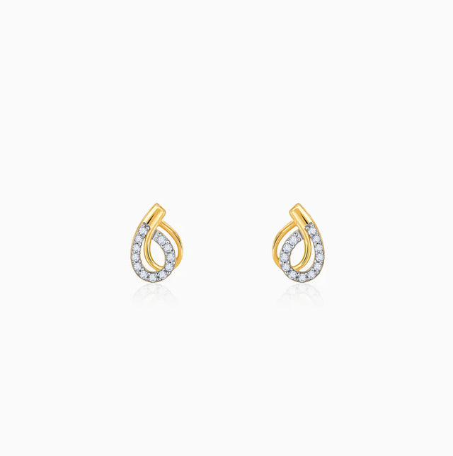 Gold Ovale Diamond Earrings