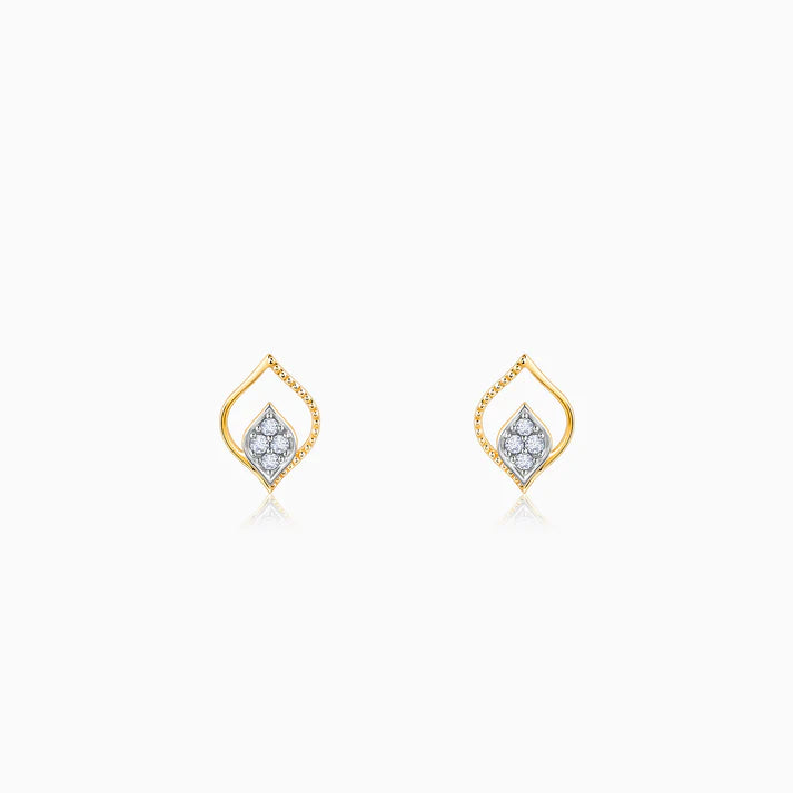 gold yaprak diamond earrings