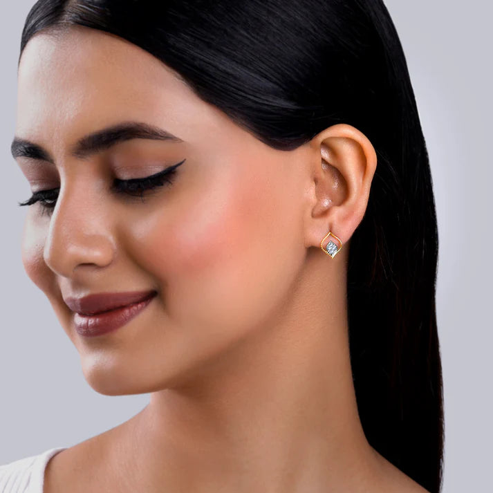 gold yaprak diamond earrings