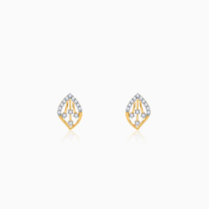 gold feuille diamond earrings