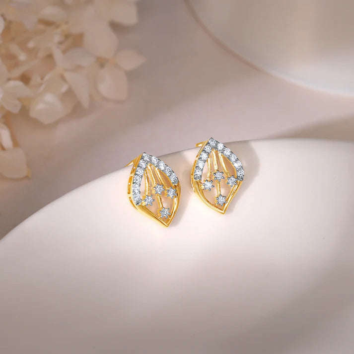 Gold Feuille Diamond Earrings