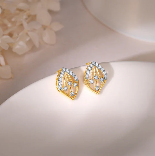 Gold Feuille Diamond Earrings