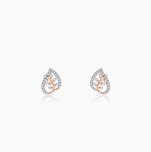 Rose Gold Leafy Love Diamond Earrings