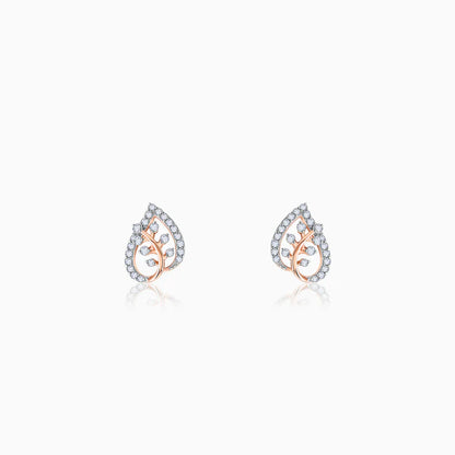 Rose Gold Leafy Love Diamond Earrings