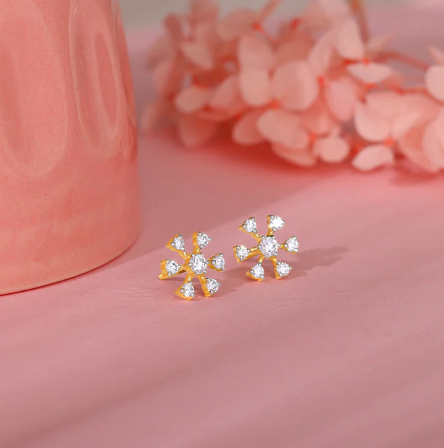 Gold Starburst Sparkle Diamond Earrings