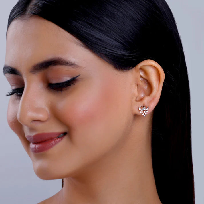 rose gold royal diamond stud earrings