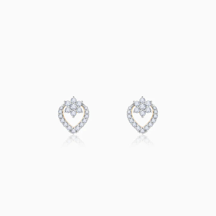 gold sweetheart diamond earrings