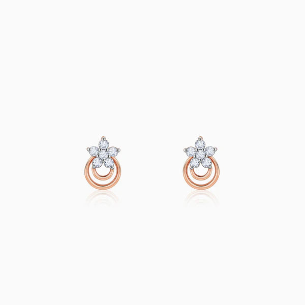 Rose Gold Cosmic Petal Diamond Studs