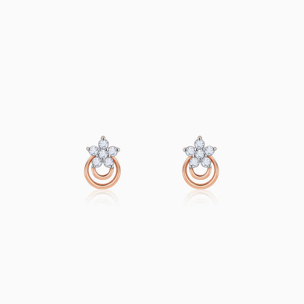 rose gold cosmic petal diamond studs