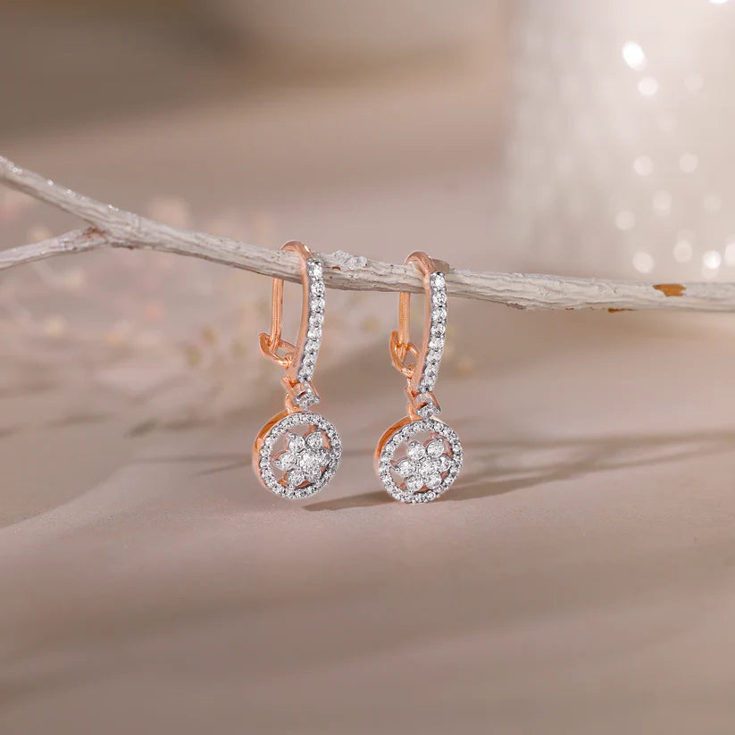 rose gold harmony diamond drop earrings