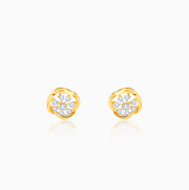 Gold Beauty In Nature Diamond Earrings