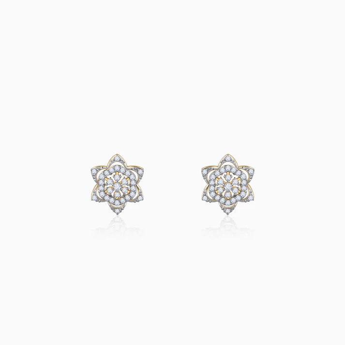 Gold Bright Burst Diamond Earrings