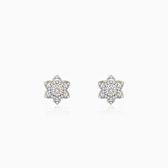 gold bright burst diamond earrings